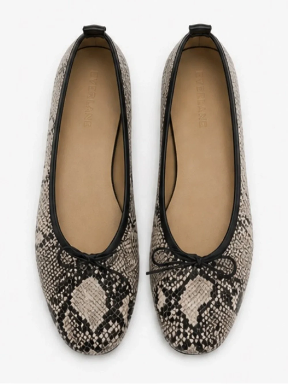 Everlane Day Glove Flat Black Snakeskin Leather Ballet Flats Size 9 NWOB Chic